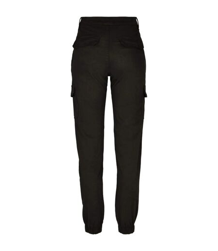 Womens/ladies High Waist Cargo Trousers Black Urban Classics