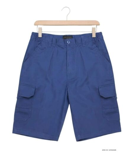 CHALLENGER INCA : Bermuda homme bleu indigo en coton à taille élastiquée style décontracté