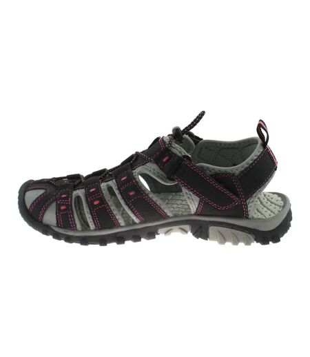 PDQ Womens/Ladies Toggle & Touch Fastening Sports Sandals (Black/Pink) - UTDF410