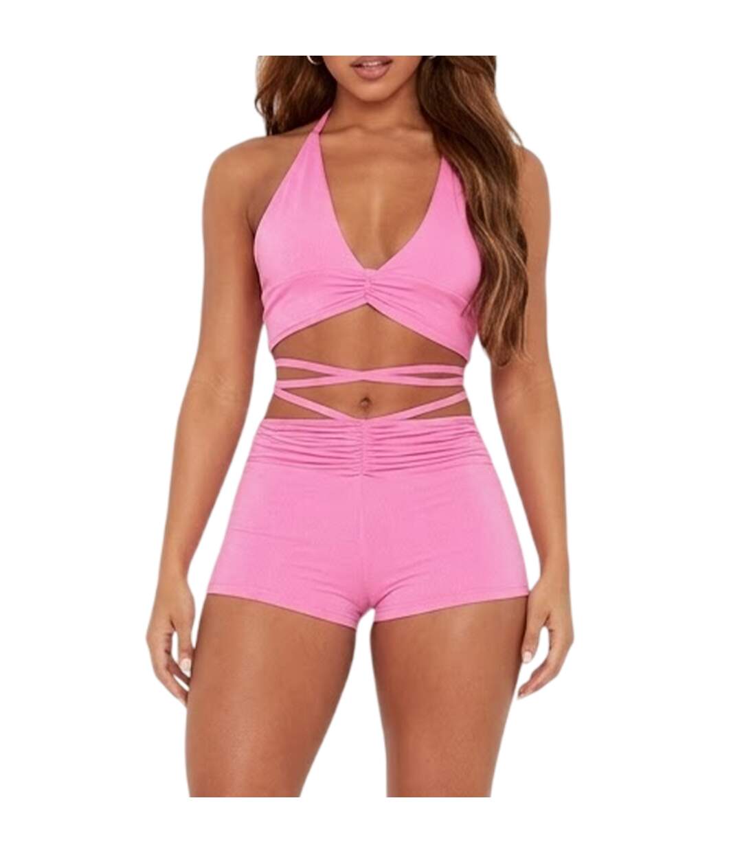 Womens/ladies Ruched Cycling Shorts Pink Missy Empire-2