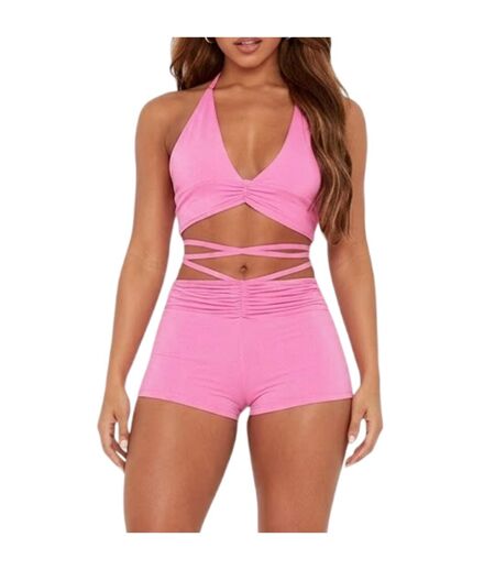 Womens/ladies Ruched Cycling Shorts Pink Missy Empire