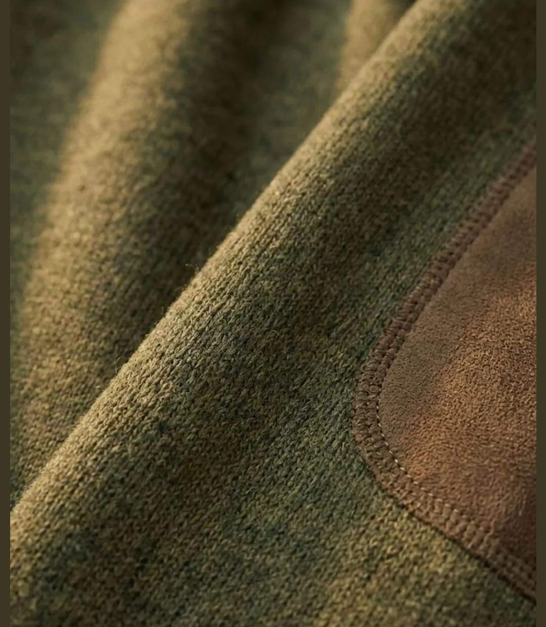 Cardigan Zippé Polaire Tricot Kaki Chiné – Col Montant & Coudières-4