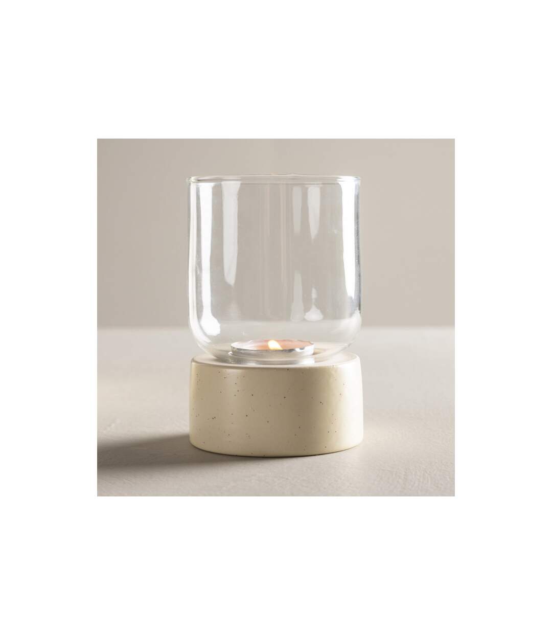 Lanterne en Verre Vica 12cm Beige-2