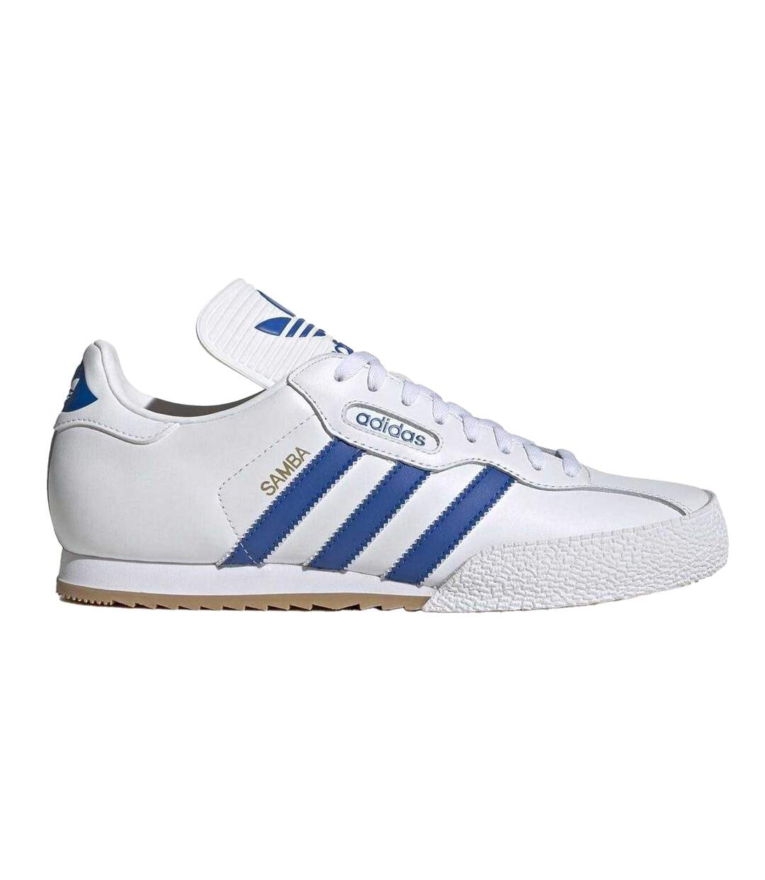 Childrens/kids Samba Super Leather Trainers White Blue Adidas-1
