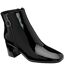 Womens/ladies Furiosa Block Heel Ankle Boots Black Patent Lotus Shoes-1