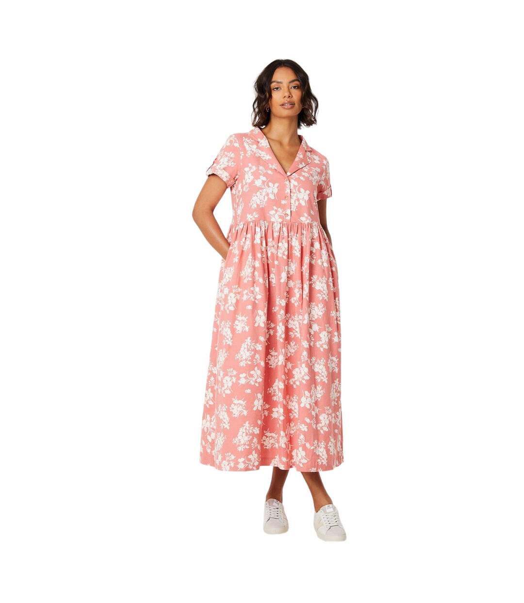 Robe chemisier mi-longue femme rose Dorothy Perkins-1