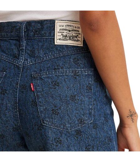 Womens/ladies Wellthread Flowers Mom Shorts Blue Levis