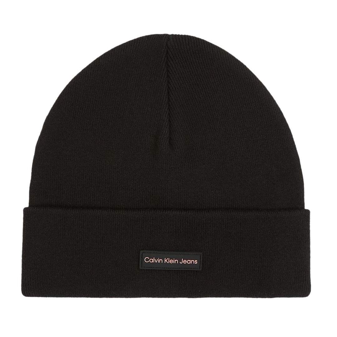 Bonnet Noir Femme Calvin Klein Jeans Patch Beanie - Taille unique-1