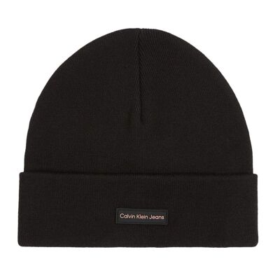 Bonnet Noir Femme Calvin Klein Jeans Patch Beanie - Taille unique