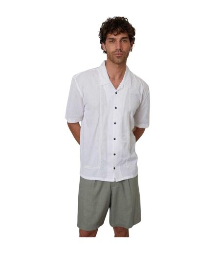 Chemise De Bowling Manches Courtes Motif/style Brodé Homme Blanc Threadbare