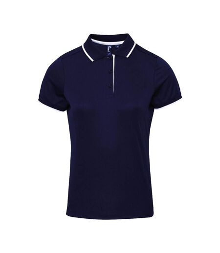 Polo Coolchecker Femme Bleu Marine Blanc Premier