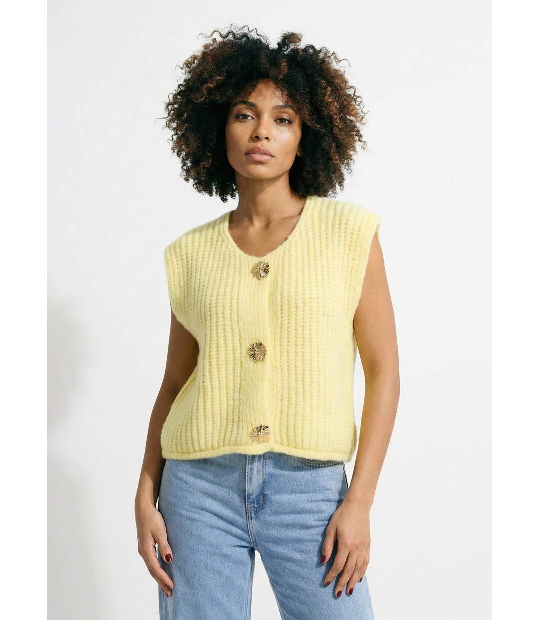 Gilet sans manches avec boutons bijoux-1