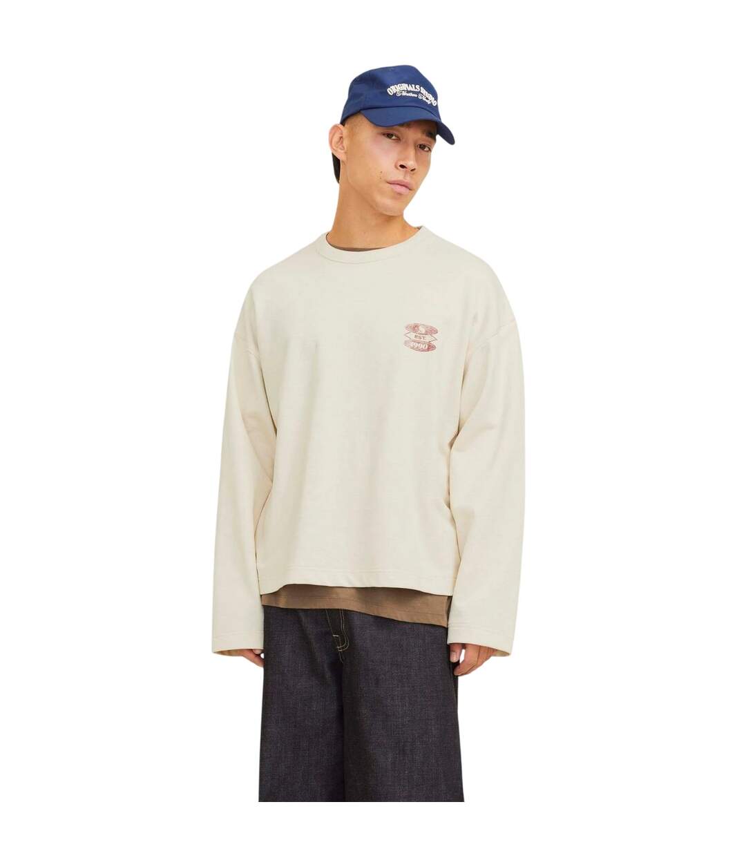 Sweat Manches Tombantes Motif/style Imprimé Graphique Homme Écru Jack And Jones-4