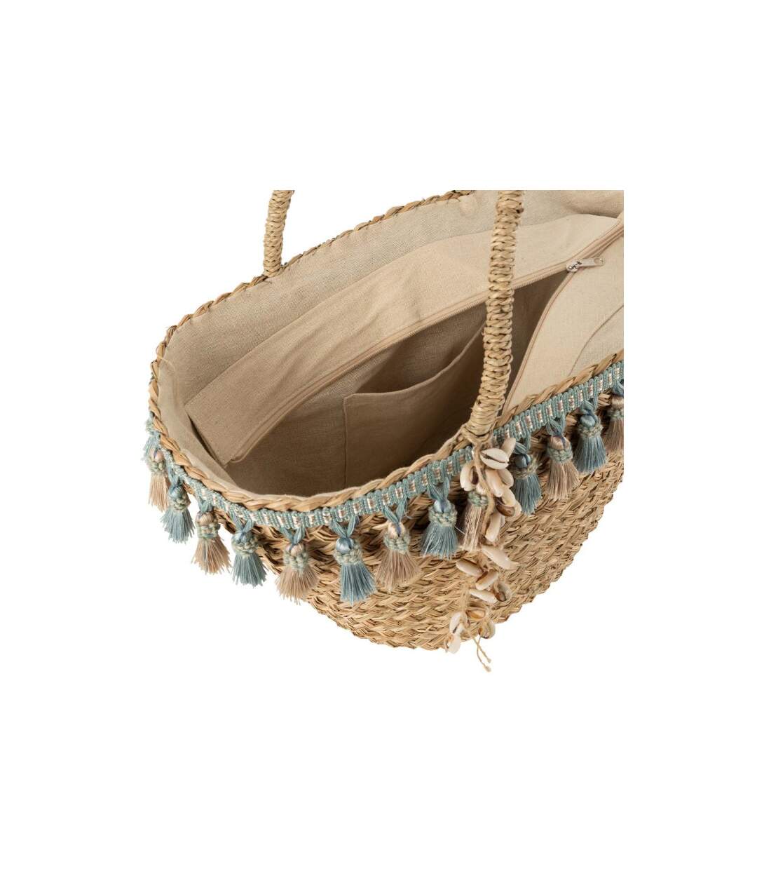 Sac de Plage Flo 56cm Naturel & Bleu-2