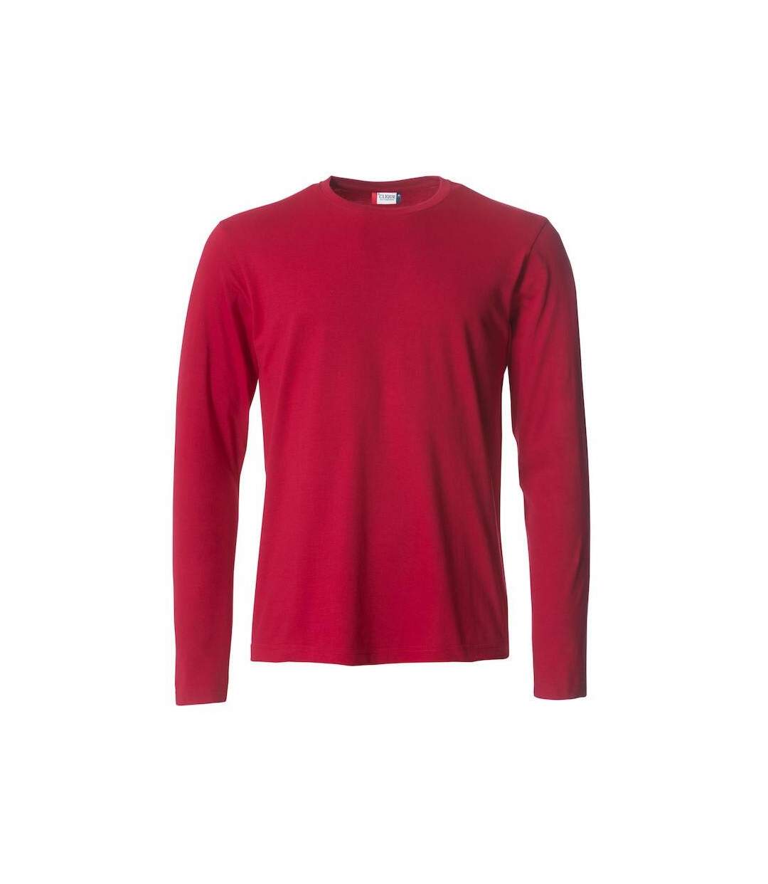 Mens Basic Long-sleeved T-shirt Red Clique-1