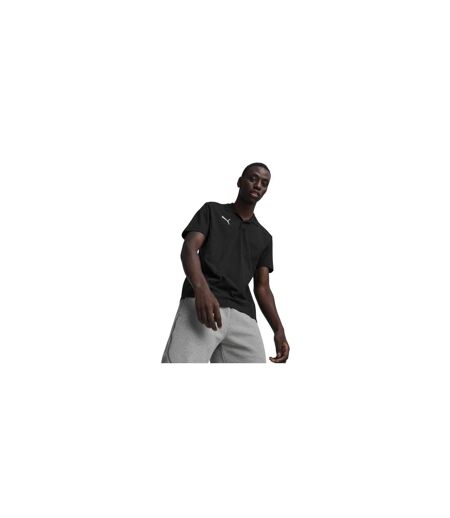Mens Logo Pique Polo Shirt Black Puma