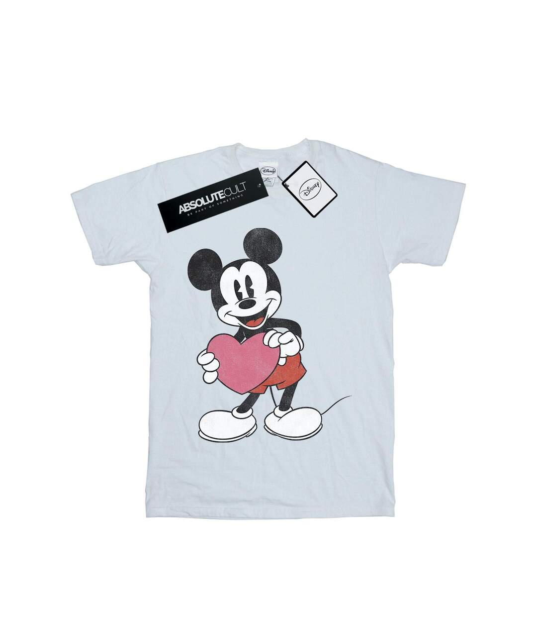 Disney Womens/Ladies Mickey Mouse Valentine Heart Cotton Boyfriend T-Shirt (Blanc) - UTBI35871-1
