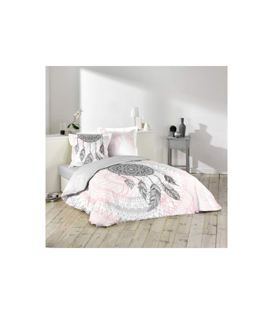 Parure de Lit 3 Pièces Namaste 240x220cm Rose-1