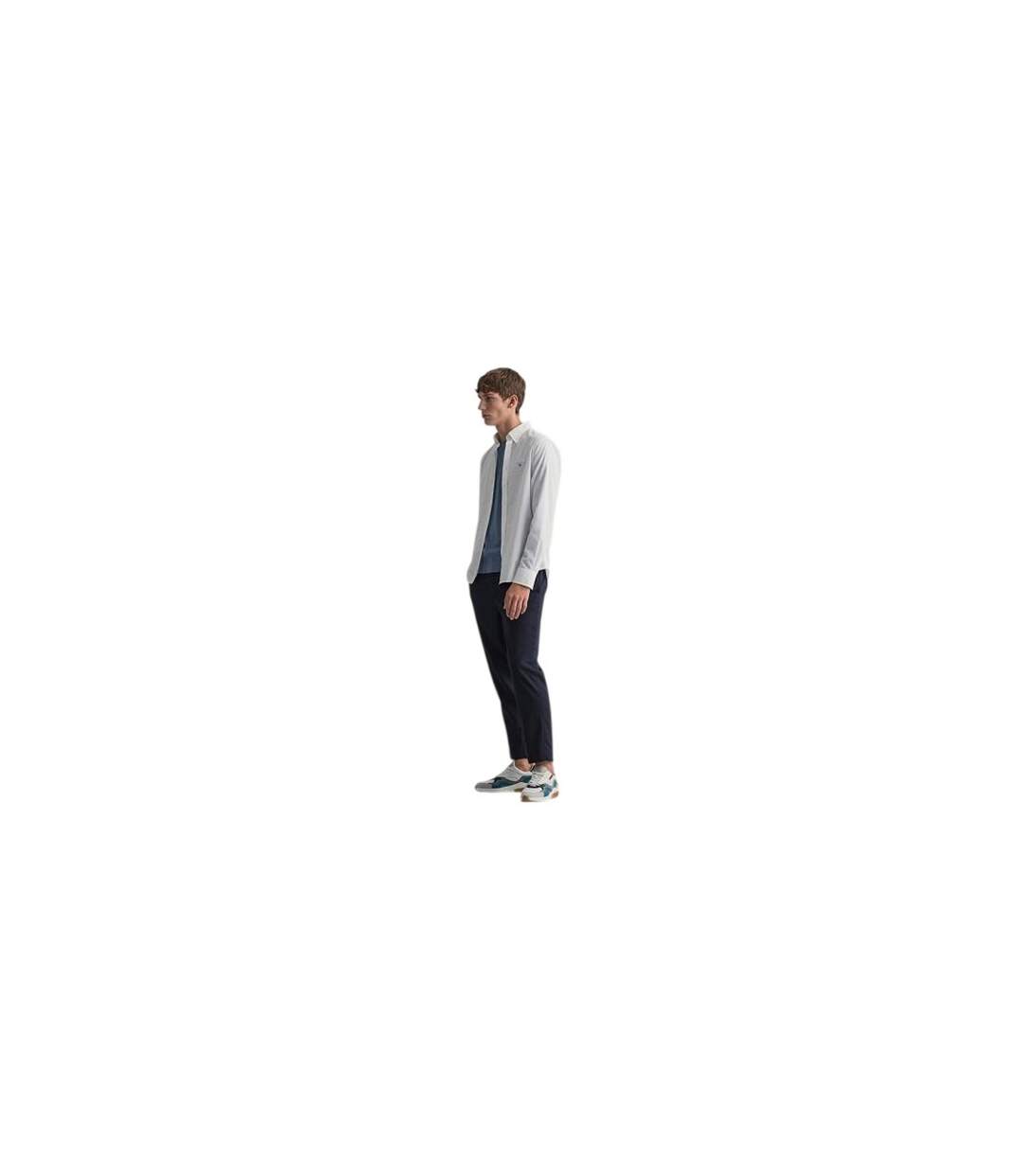 Mens Pique Regular Long-sleeved Shirt White Gant-1
