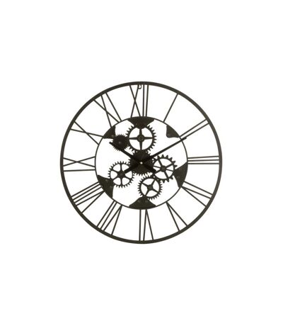 Horloge Murale en Métal Roues 60cm Noir