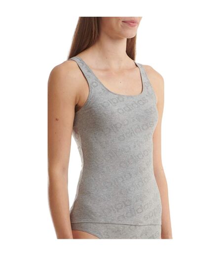 Débardeur Motif/style Logo Partout Femme Gris Chiné Adidas