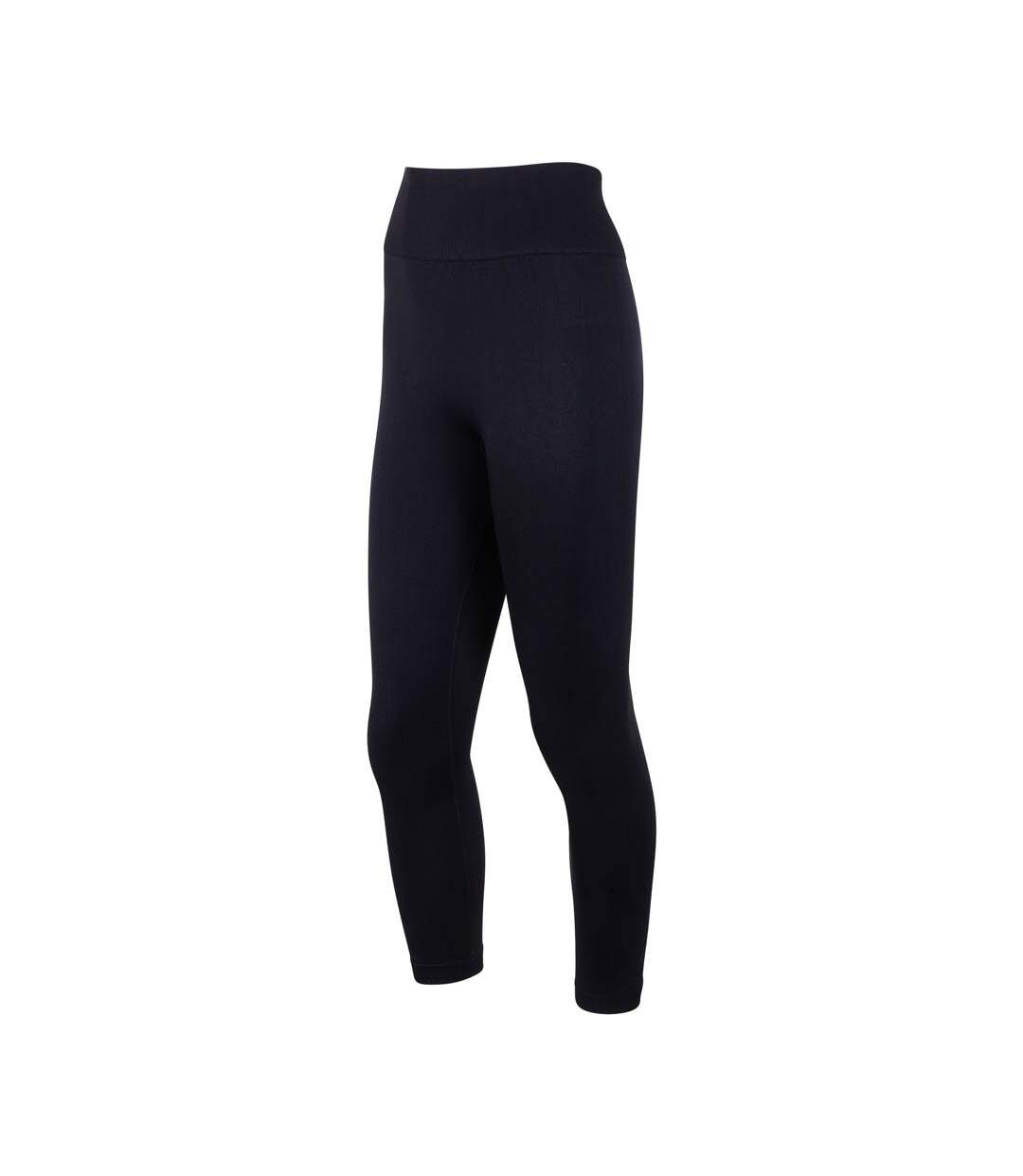 Womens/ladies Plain Leggings Black Silky-1