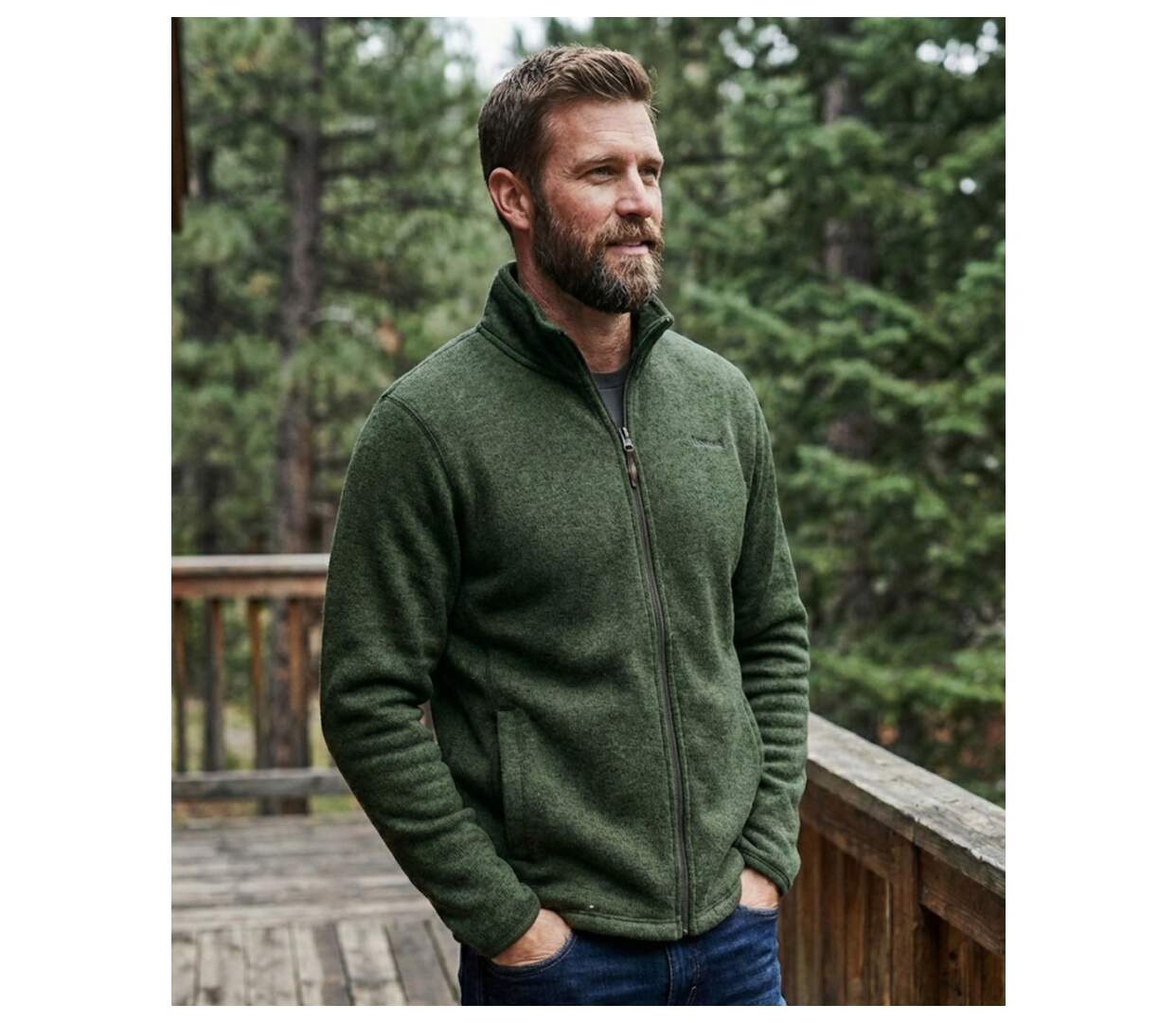 Cardigan Zippé Polaire Tricot Kaki Chiné – Col Montant & Coudières-2