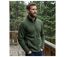 Cardigan Zippé Polaire Tricot Kaki Chiné – Col Montant & Coudières-2