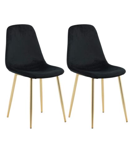 Chaise en acier cuivré et velours noir Polar (Lot de 2)