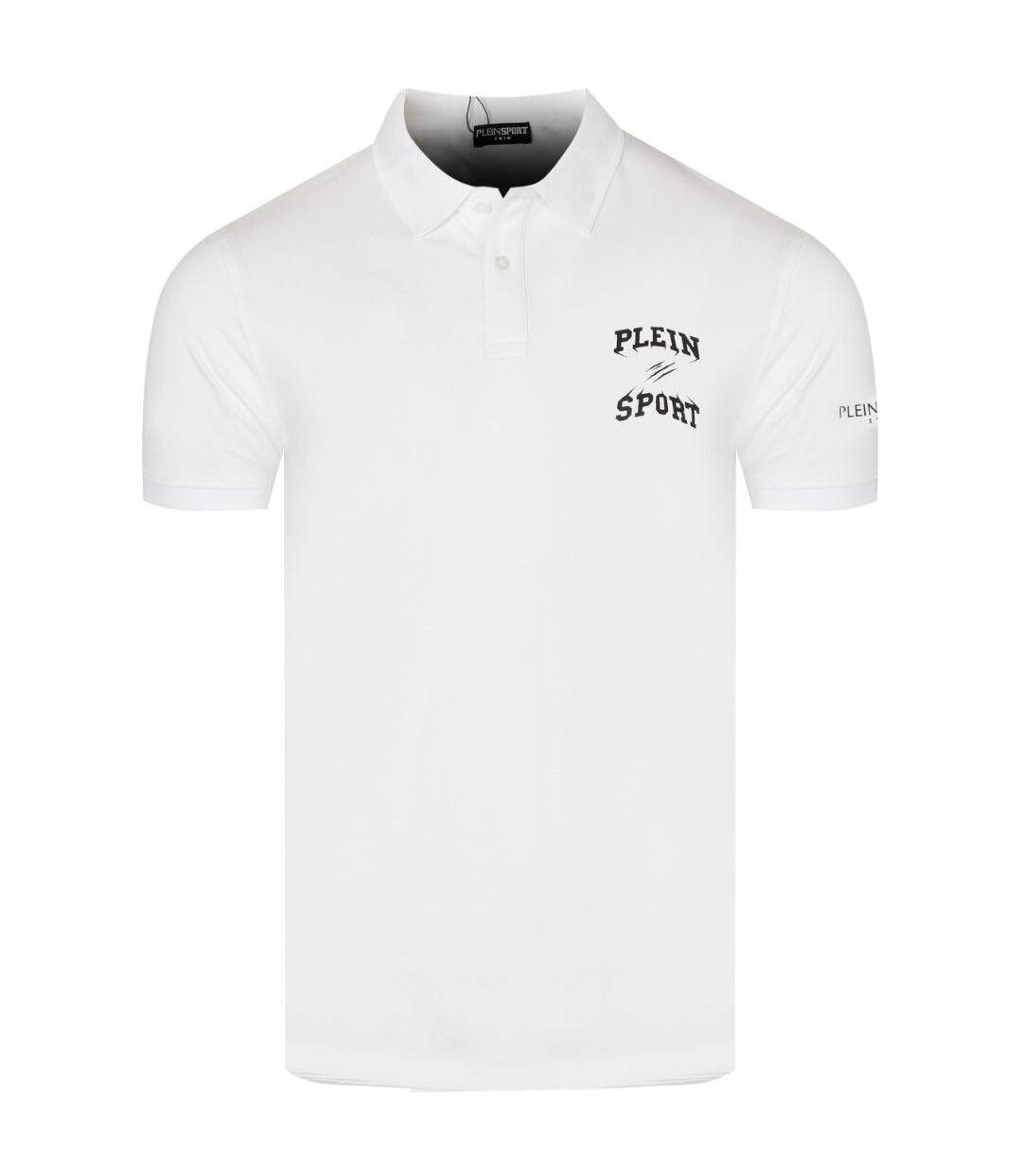 Mens Small Logo Breathable Polo Shirt White Plein Sport-1
