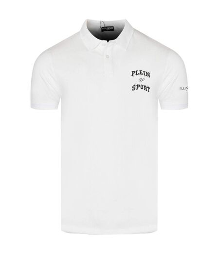 Mens Small Logo Breathable Polo Shirt White Plein Sport