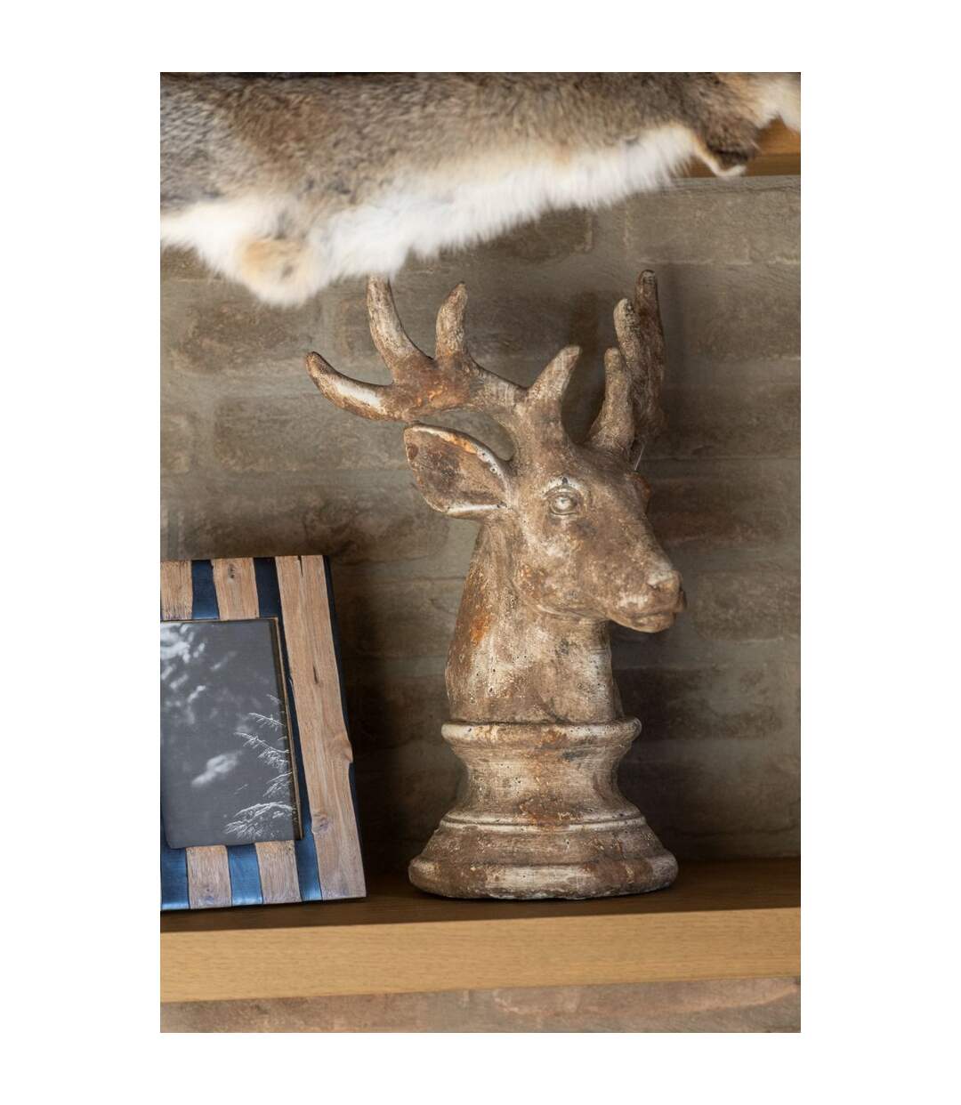 Tête de Cerf en Résine Chalet 39cm Taupe-3