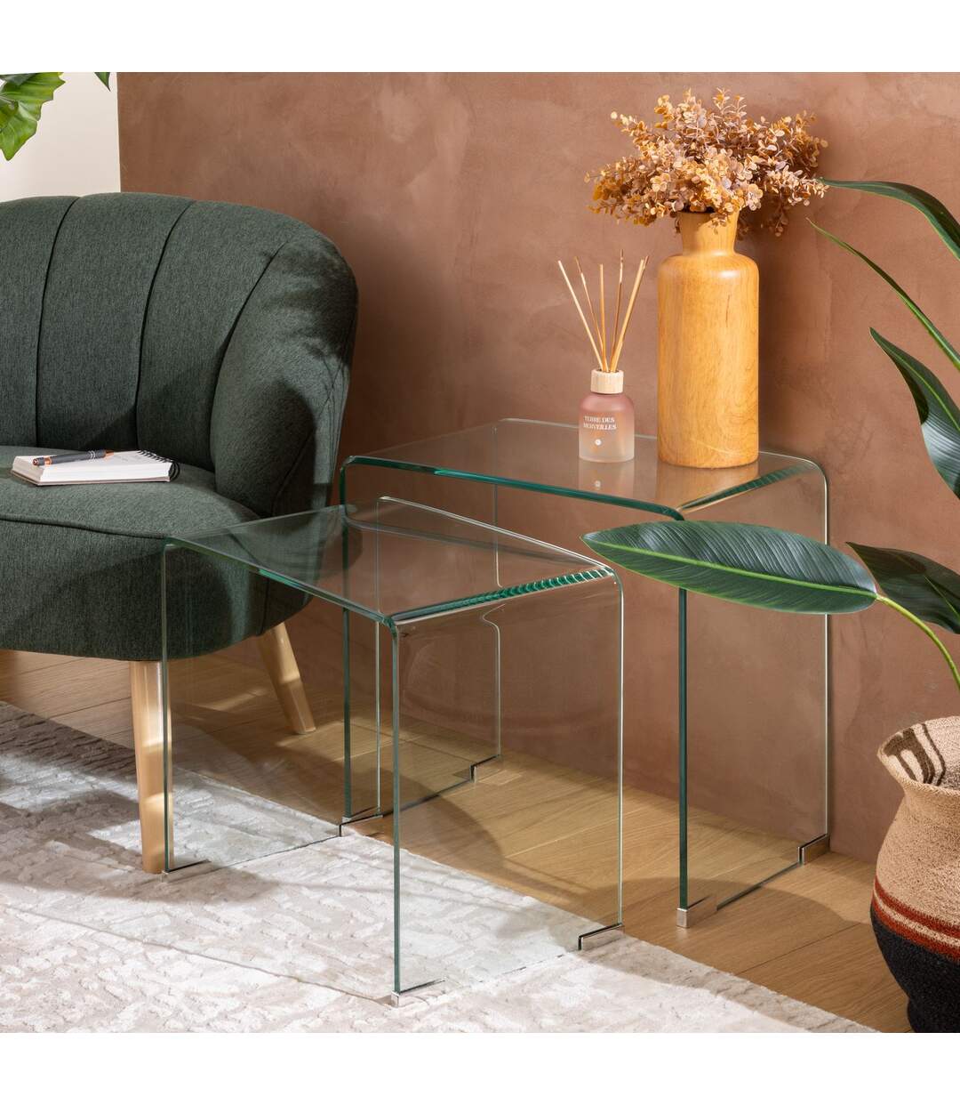 Ensemble de 2 tables café gigognes en verre LENIA - Transparent-2
