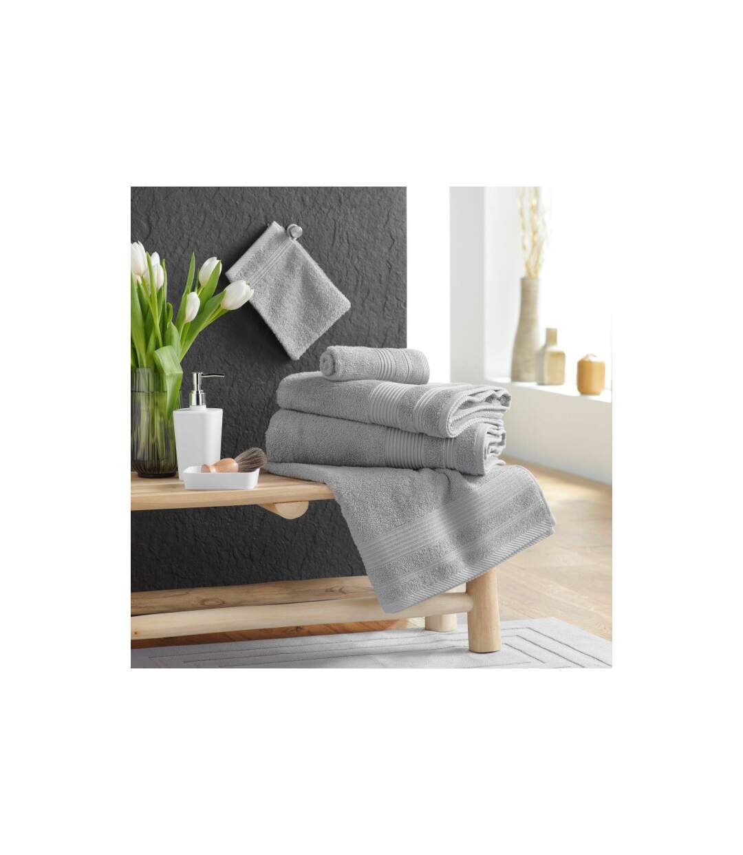 Drap de Douche Tendresse 70x130cm Gris Perle-4