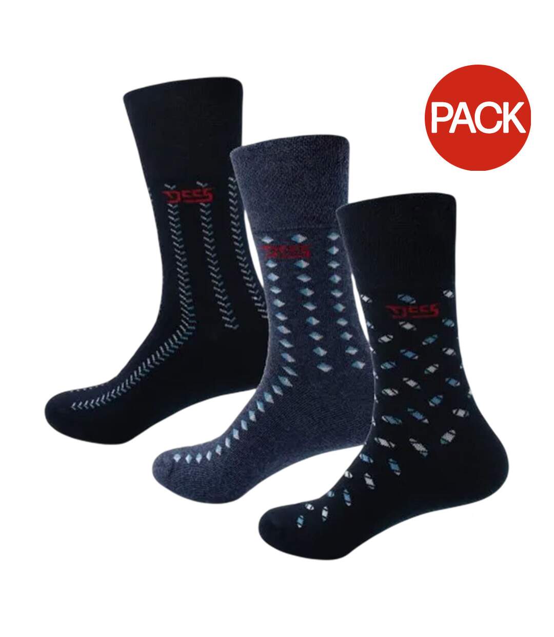 Lot De 3  Chaussettes Harold D555 Homme Bleu Marine Bleu Denim Duke-1