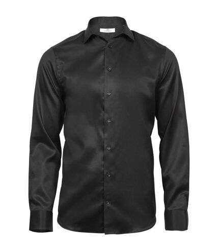 Tee Jays Mens Luxury Slim Fit Long Sleeve Oxford Shirt (Black) - UTPC3485