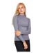 Pull femme de couleur gris - Col montant manches longues.