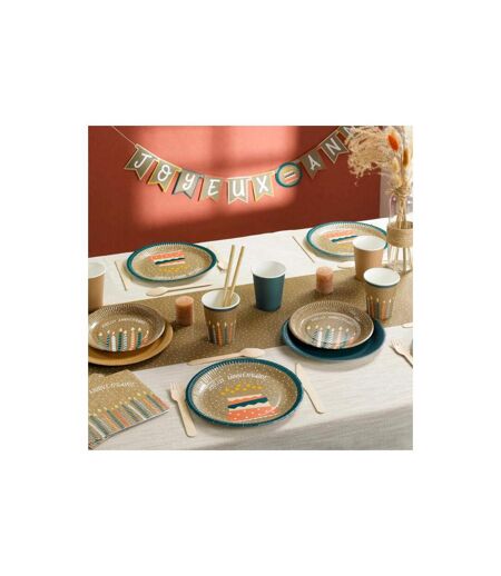 Lot de 6 Assiettes en Carton Anniversaire Kraft 23cm Naturel
