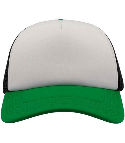 Atlantis Unisex Adult Rapper 5 Panel Trucker Cap (White/Black/Green) - UTAB613