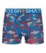 Mens Linamo Open Fly Boxer Shorts Blue Crosshatch-3