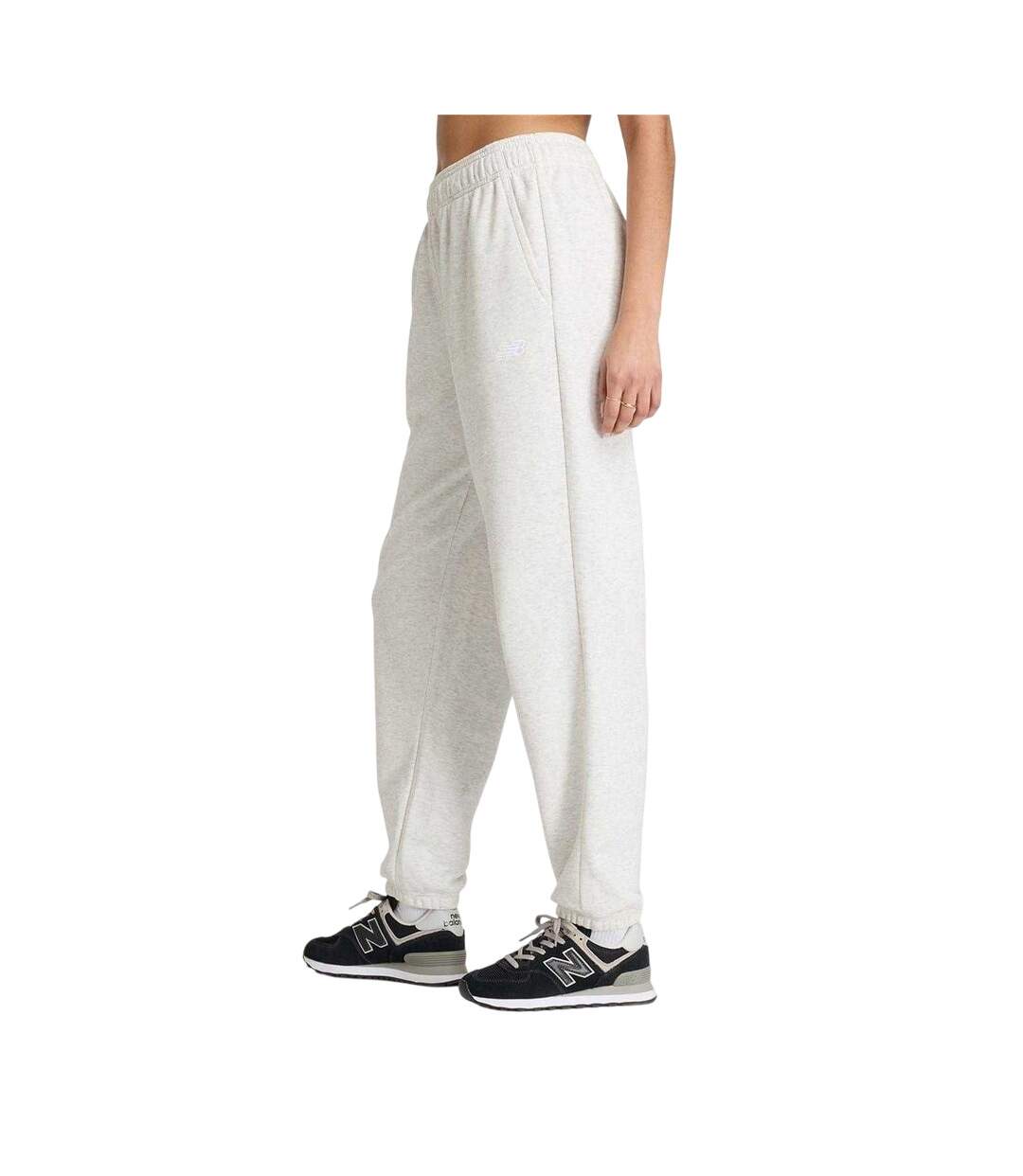 Womens/ladies Relaxed Fit Joggers Grey Marl New Balance-3