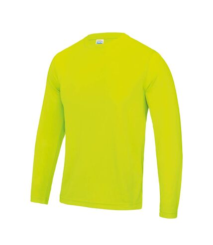 Just Cool Mens Long Sleeve Cool Sports Performance Plain T-Shirt (Electric Yellow) - UTRW684