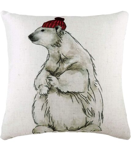 Evans Lichfield Polar Bear Cushion Cover (White/Red/Gray) (One Size)