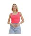 Womens/ladies mercan button crop top neon pink Lookus