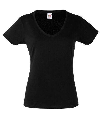 Fruit Of The Loom Ladies Lady-Fit Valueweight V-Neck Short Sleeve T-Shirt (Black) - UTBC1361