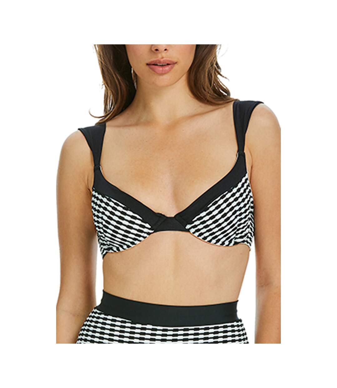 Haut maillot de bain non préformé Eva noir-blanc Sapph-1