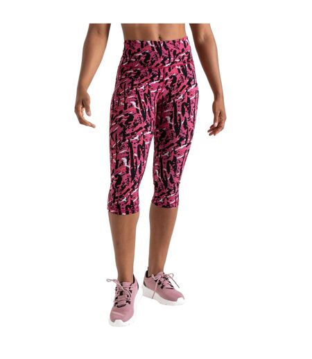 Dare 2B Womens/Ladies Influential Zebra Print 3/4 Leggings (Neon Pink) - UTRG10352