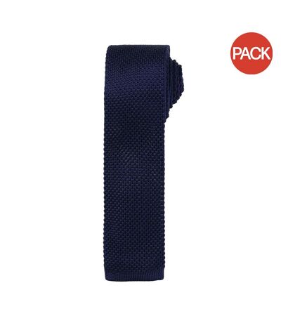 Pack of 2  Mens slim textured knit effect tie  one size navy Premier