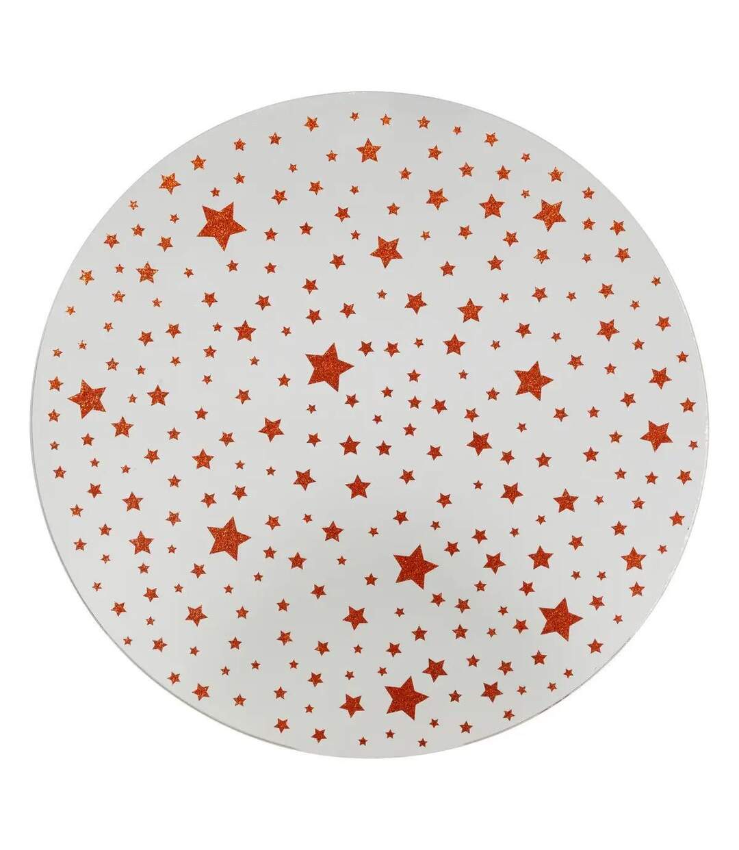 Plateau pour Bougie Miroir Étoile 30cm Blanc & Rouge-1