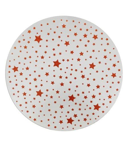 Plateau pour Bougie Miroir Étoile 30cm Blanc & Rouge